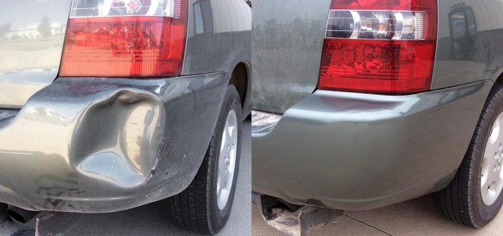 Minor dent repair - before and after